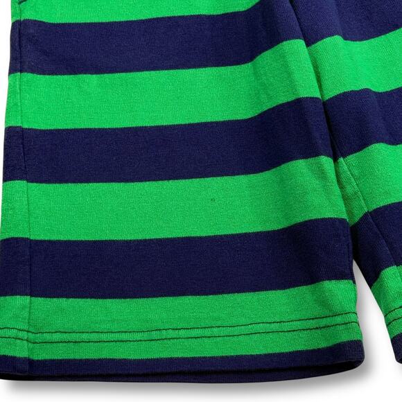 Hanna Andersson Navy Go Green Boys Rugby Knit Bold Stripe Shorts 8 Comfy Preppy - Picture 2 of 7